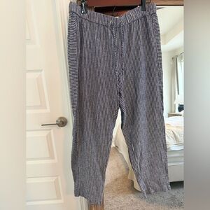 Costal Chic Relaxed Stripe Linen Blend Joggers M costal grandma beach vacation